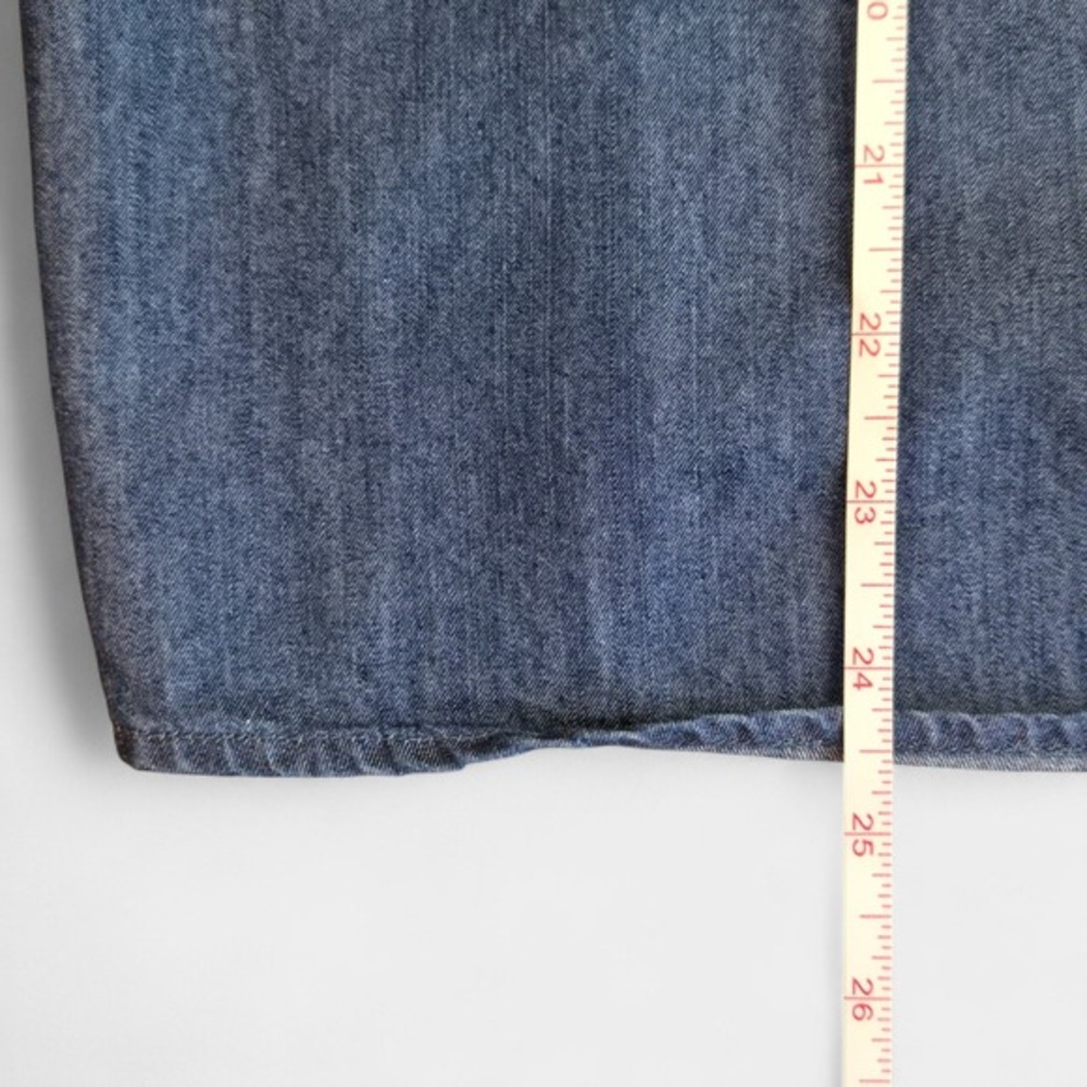 Eloquii Denim Puff Sleeve Blouse Chambray Blue 18 Plus‎ Size Casual Minimalist - Picture 6 of 11